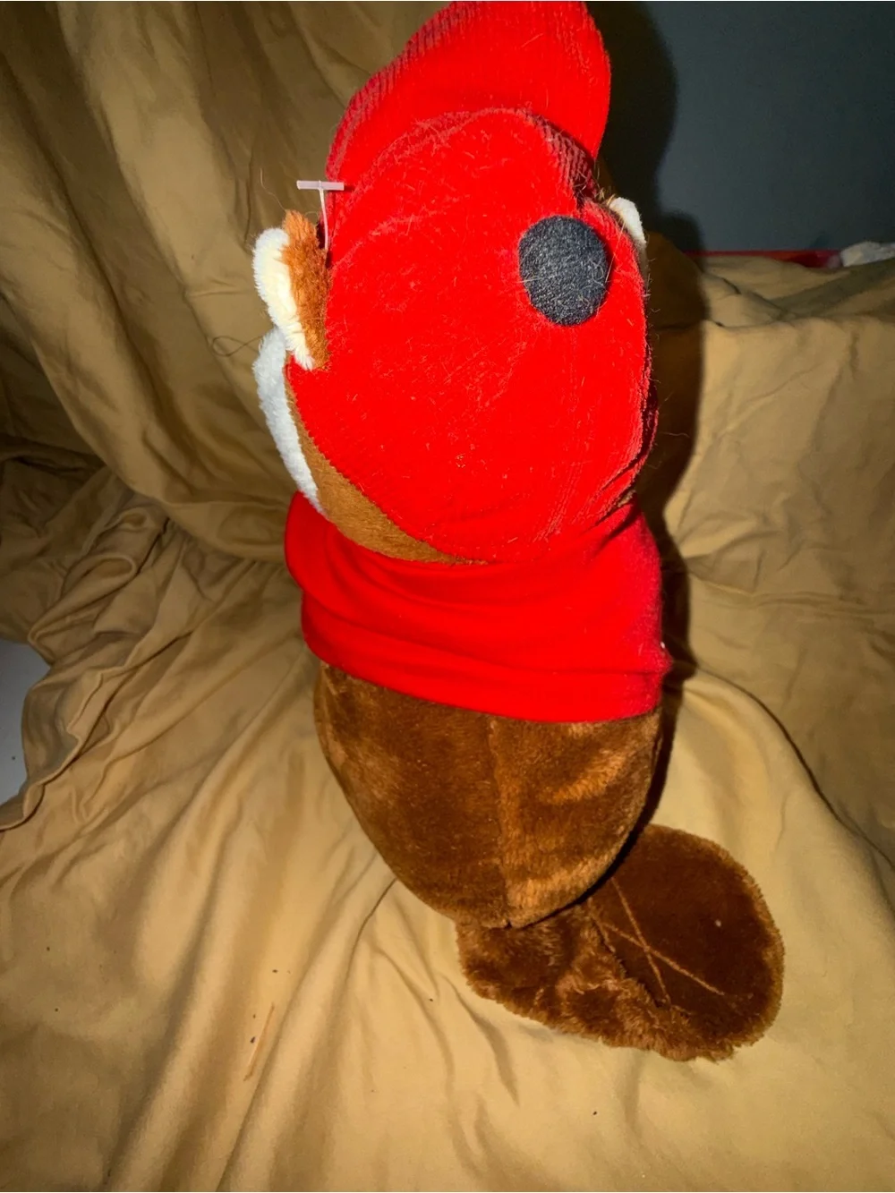 Plush Brown Stuffed Buc-ee Toy with Red Hat and Shirt - Soft Plush